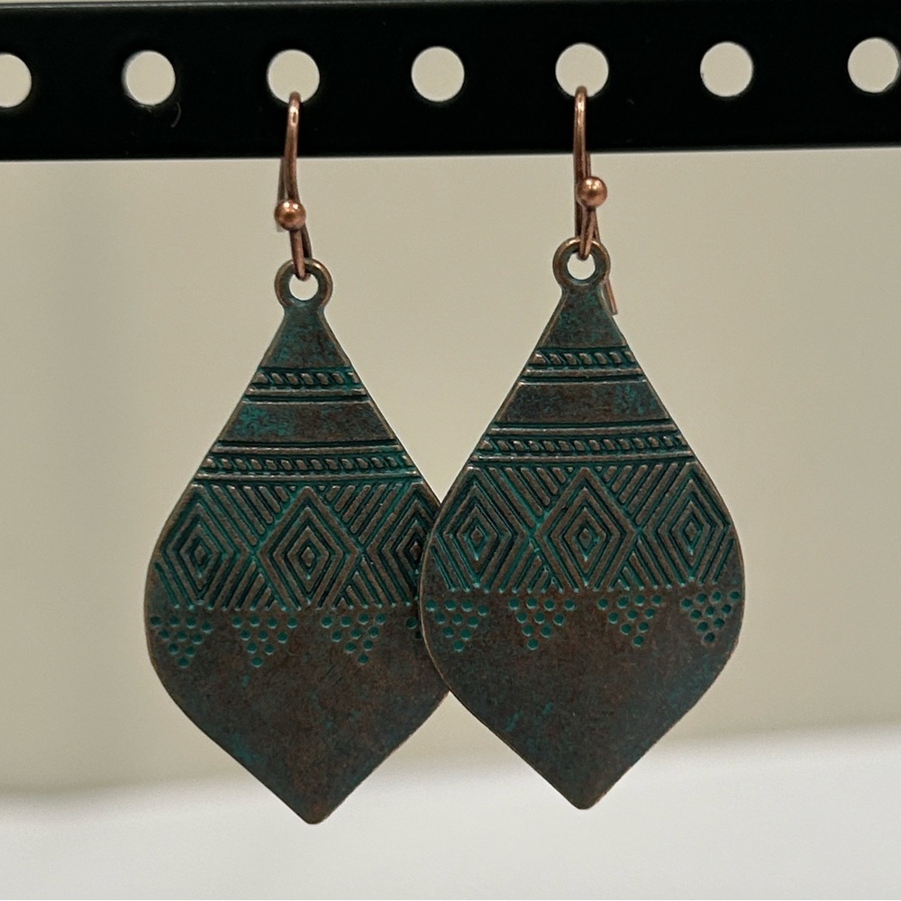 Bohemian Copper and Teal Earrings